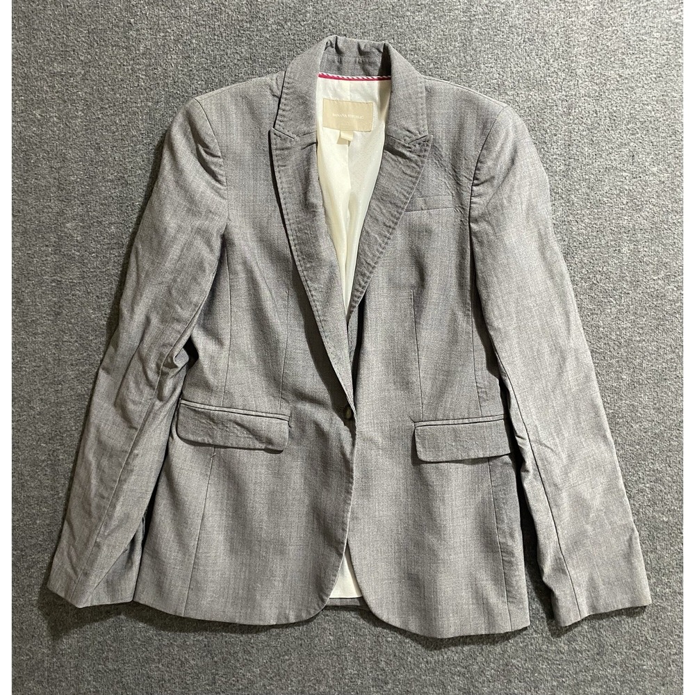 Banana Republic Blazer Womens Gray Wool Blend One Button Lined Career Size 10